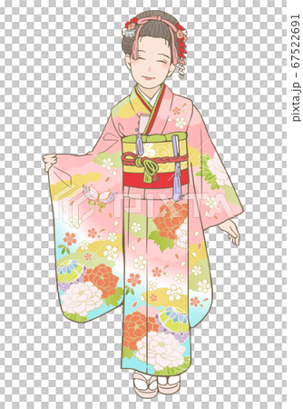 Shichigosan kimono vector illustration (7 year old girl) 67522691