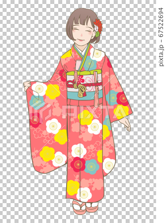 七五三着物ベクターイラスト 7歳女児 のイラスト素材