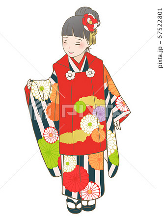 七五三着物ベクターイラスト(3歳女児) 七五三着物ベクターイラスト(3歳女児) 67522801