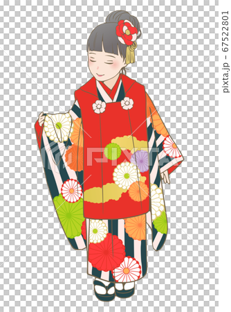 七五三着物ベクターイラスト(3歳女児) 七五三着物ベクターイラスト(3歳女児) 67522801