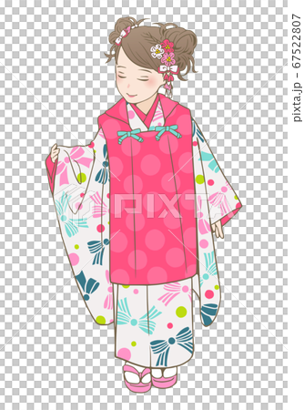 七五三着物ベクターイラスト（3歳女児） 67522807