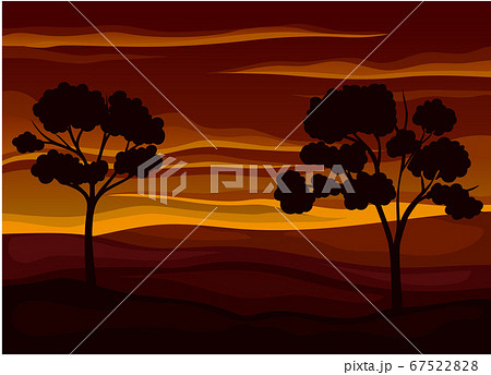 Picturesque Nature Landscape With Sunset Hills のイラスト素材