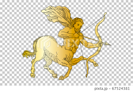 88星座影あり線なし金いて座のイラスト素材 [67524381] - PIXTA