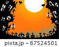 左右に建物を配したハロウィン背景ー幅広 67524501