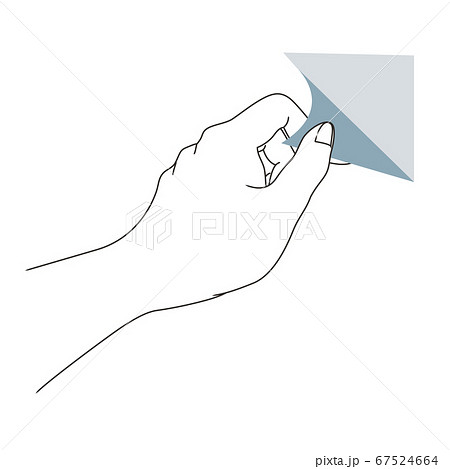 女性がシールを剥がす左手のパーツイメージ 67524664