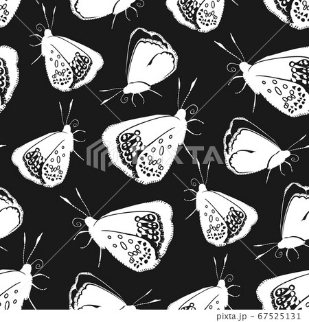 Monochrome seamless pattern with butterflies on 67525131