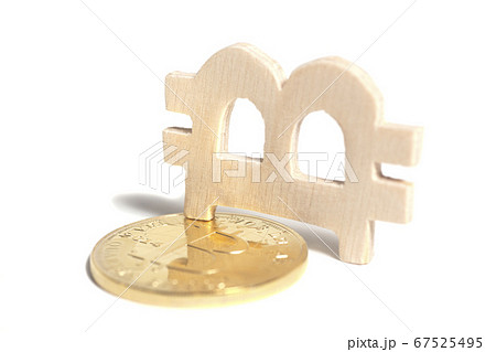 Bitcoin coin end bitcoin wooden sign Bitcoin coin end bitcoin wooden sign 67525495