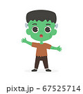 Cute Frankenstein Green Boy Halloween Costume Cartoon Vector Illustration 67525714
