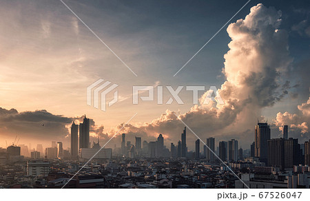 Sunrise over Bangkok city with high buildings in 67526047