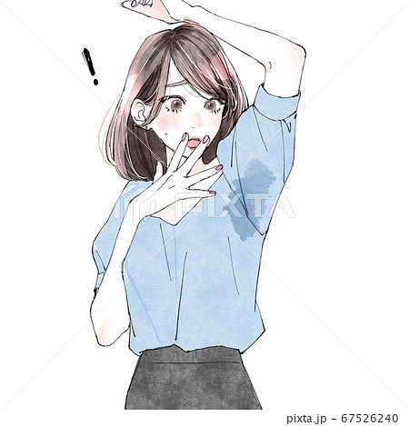 脇汗がシミになってしまった女性のイラスト素材