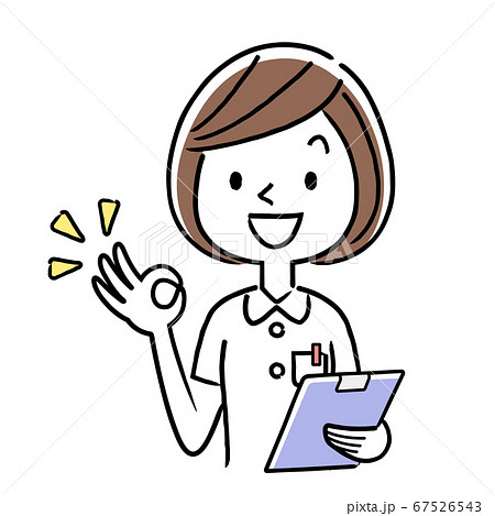 ベクターイラスト素材:オッケーサインを出す若い女性看護師 ベクターイラスト素材:オッケーサインを出す若い女性看護師 67526543