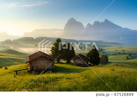 Chalets at Seiser Alm, high altitude meadow with Chalets at Seiser Alm, high altitude meadow with 67526899