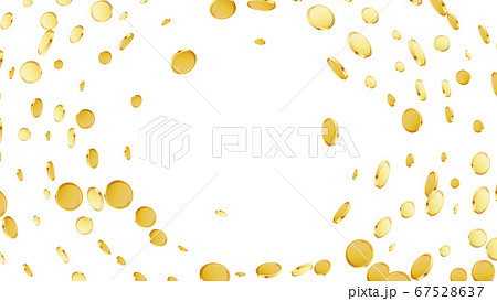 Cash fly, drop or coins rain on black isolated background. 67528637