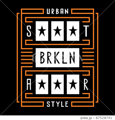 Vector retro illustration on the theme of Brooklyn. Urban style. Star. Stylized vintage white typography, t-shirt graphics, poster, print. 67528741