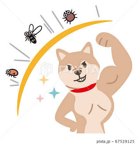害虫を跳ね除ける犬のイラスト素材