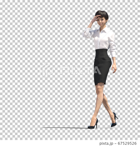一個穿商務裝的女人走3DCG插圖素材 67529526