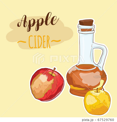 Hand Drawn Doodle Full Color Colorful Apple Sider Vinegar Fruit Drink Hand Drawn Doodle Full Color Colorful Apple Sider Vinegar Fruit Drink 67529760