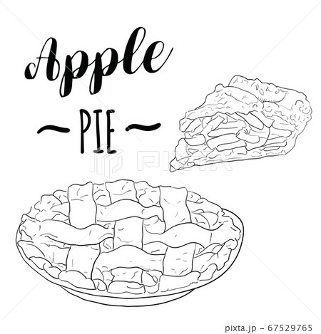 Hand Drawn Black And White Realistic Apple Pie のイラスト素材