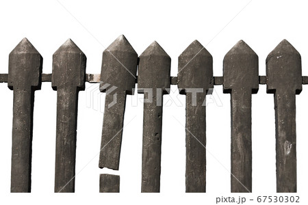 Broken cast iron fence isolated on white 67530302