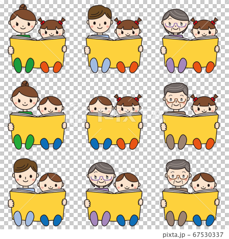 Illustration set of people reading books with legs Illustration set of people reading books with legs 67530337