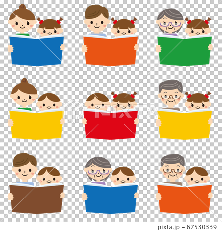 Illustration set of people reading books without lines 67530339