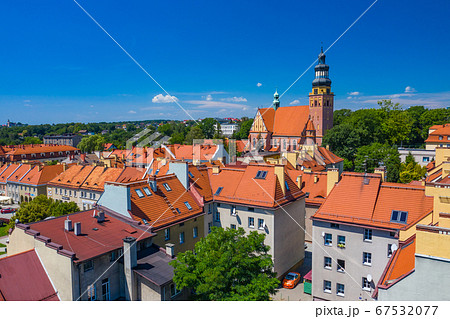 Wodzislaw Slaski. Poland. Aerial view of main square 67532077