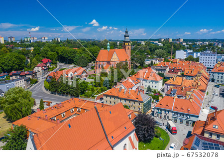 Wodzislaw Slaski. Poland. Aerial view of main square 67532078