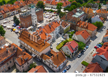 Sandomierz, Poland. Aerial view of medieval old town Sandomierz, Poland. Aerial view of medieval old town 67532825