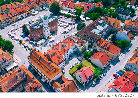 Sandomierz, Poland. Aerial view of medieval old town Sandomierz, Poland. Aerial view of medieval old town 67532827