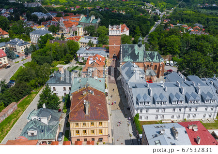 Sandomierz, Poland. Aerial view of medieval old town Sandomierz, Poland. Aerial view of medieval old town 67532831