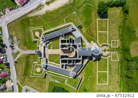 Krzyztopor Castle Poland. Aerial view of old, ruined castle in Ujazd 67532912