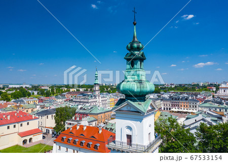 Zamosc, Poland. Aerial view of old town and city main square 67533154