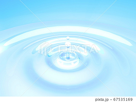 水滴で波紋が広がる水面のイラスト素材