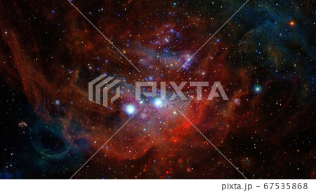 Red nebula in space. Elements of this image furnished by NASA 67535868