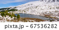 Panoramic view of beautiful mountain lake. Winter. 67536282