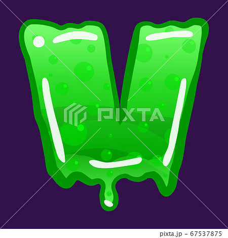 Slime font type letter V latin alphabet. Green bubbling toxic mold. Vector cartoon style illustration 67537875