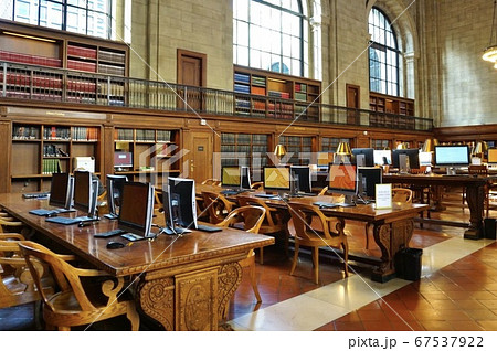 ニューヨーク 図書館 海外の写真素材