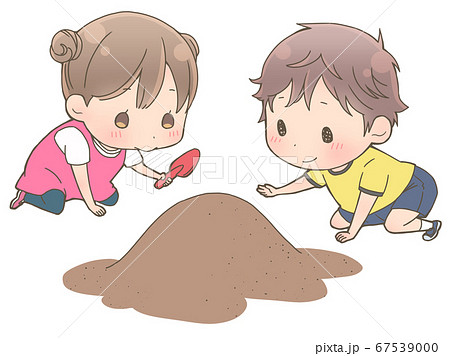 砂場で遊ぶ子供のイラスト素材