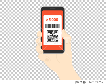 Illustration of cashless payment on smartphone Illustration of cashless payment on smartphone 67539757