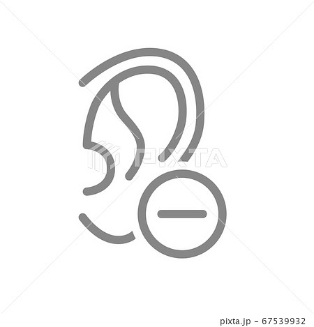 Ear with minus line icon. Disease hearing organ, deafness symbol Ear with minus line icon. Disease hearing organ, deafness symbol 67539932