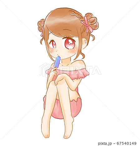 アイスキャンディーを持つ水着の女性 67540149
