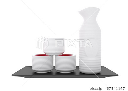 japanese traditional with sake cup and bottle on 67541167