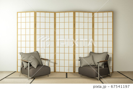 partition paper wooden design and armchair on 67541197