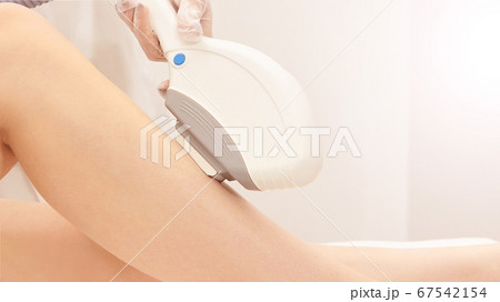 Hair laser removal service. IPL cosmetology device. Professional apparatus. Woman soft skin care 67542154