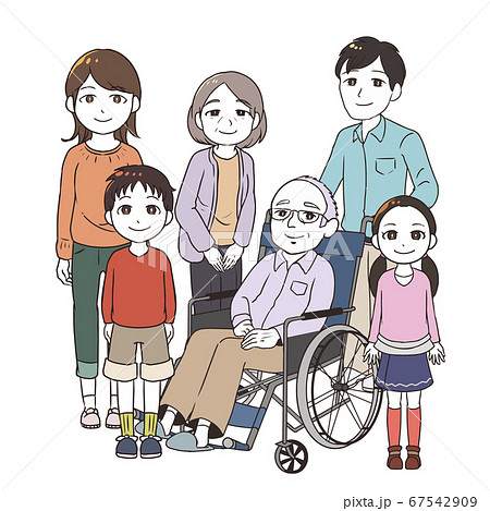高齢男性と家族みんな 67542909