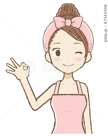 OKサインをだすルームウエア女子3 ウィンク 上半身 OKサインをだすルームウエア女子3 ウィンク 上半身 67543408
