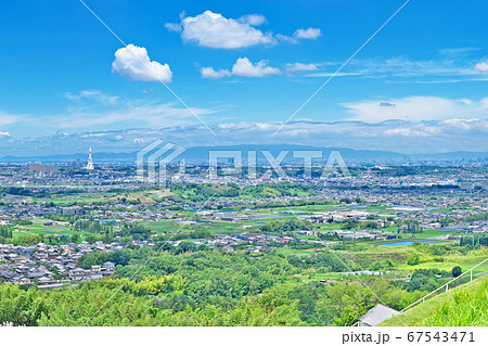 ワールド牧場より大阪平野 南河内 を一望 高解像度版 大阪府南河内郡河南町大字白木の写真素材