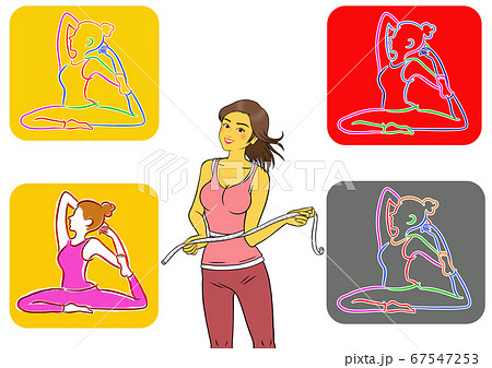 ヨガアイコンとインストラクターの女性セット ヨガアイコンとインストラクターの女性セット 67547253