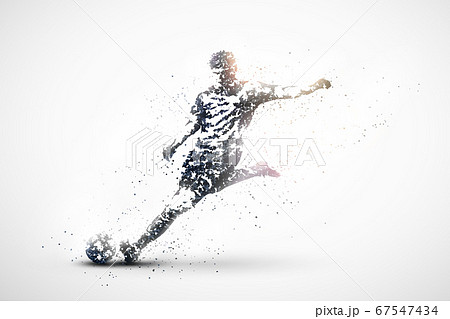 Soccer Silhouette Black And White Particles Stock Illustration