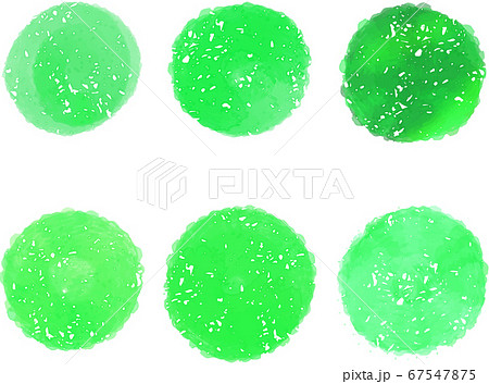 手描きの水彩素材 緑の丸のあしらいセットのイラスト素材